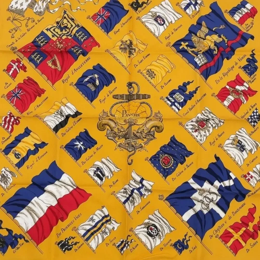 Hermes Carré 45cm 16” Square PAVOIS Silk Scarf Yellow x Multicolor W/Box - Picture 16 of 16